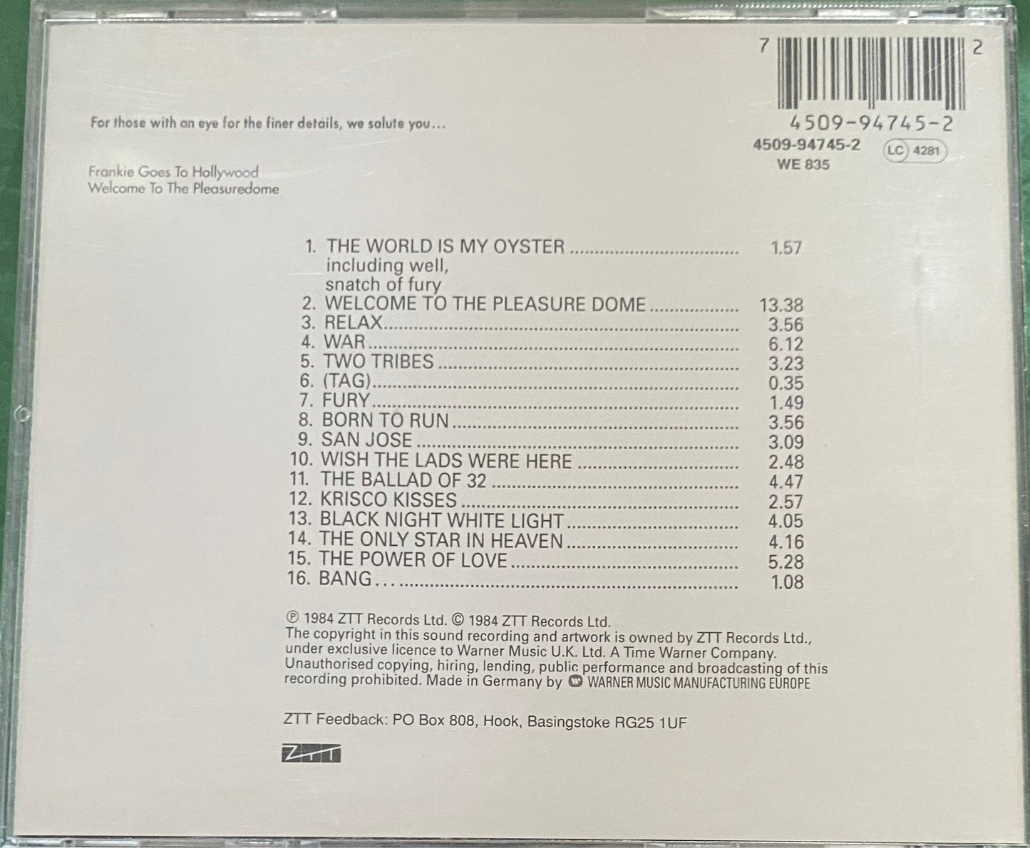 Frankie Goes To Hollywood — Welcome To The Pleasuredome