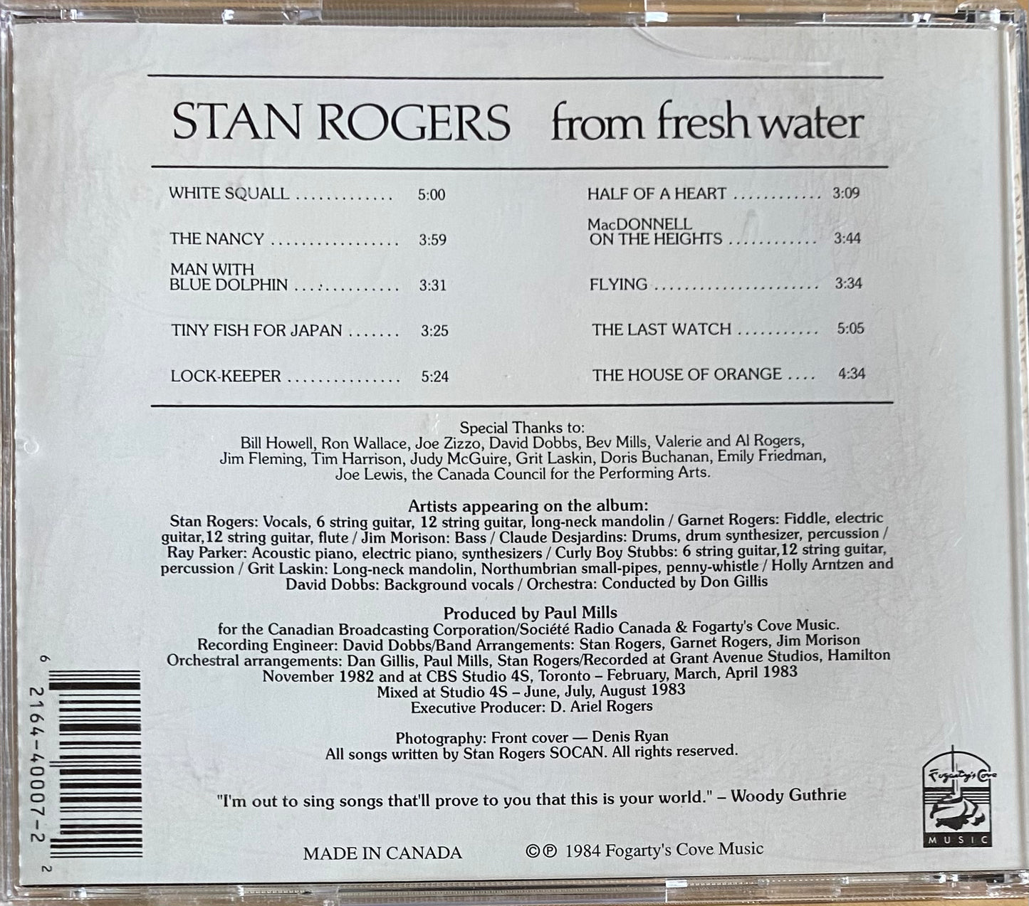 Stan Rogers — From Fresh Water
