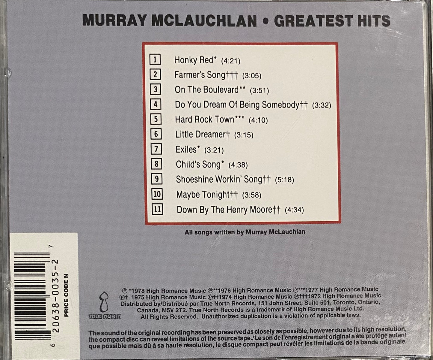 Murray McLauchlan — Greatest Hits