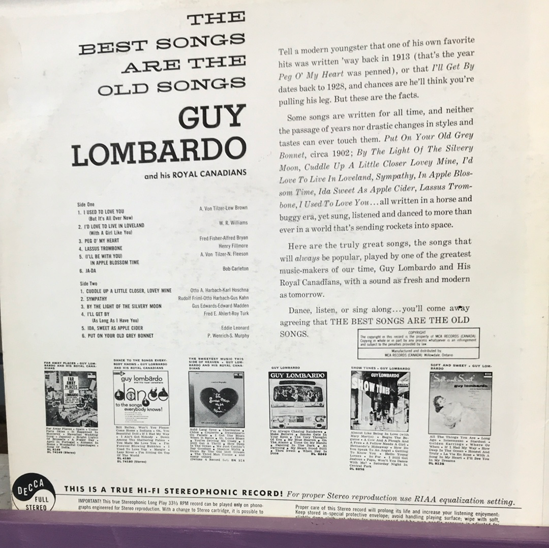 - Guy Lombardo and his Royal Canadians - Vinyl Record -