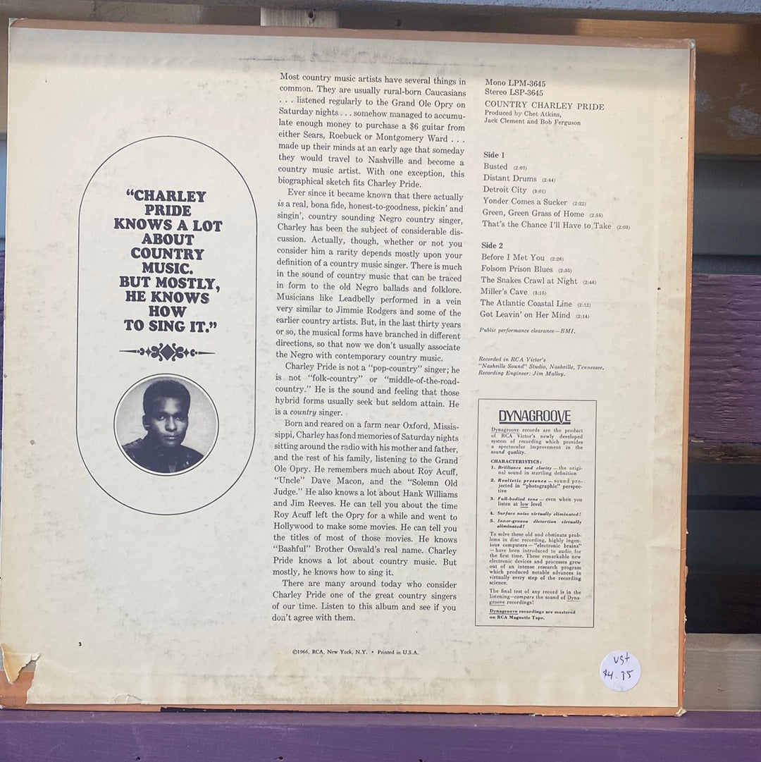- Charley pride - Country Charlie Pride - Vinyl Record -
