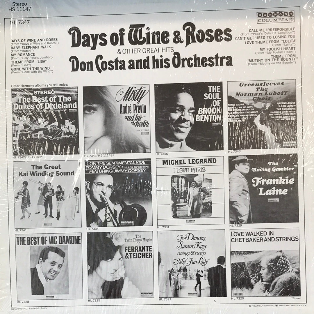 - Don Costa & his Orchestra- Days of Wine & Roses - Vinyl Record -