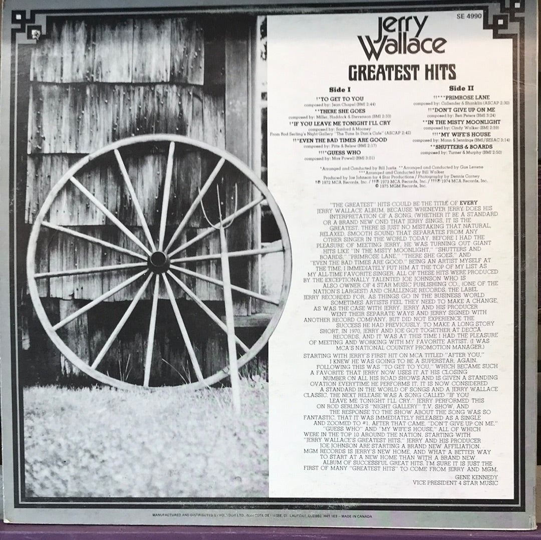 - Jerry Wallace - Greatest Hits - Vinyl Record -