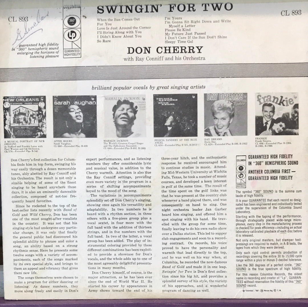 - Don Cherry, Ray Conniff & his Orchestra- Swingin’ For Two - Vinyl Record -